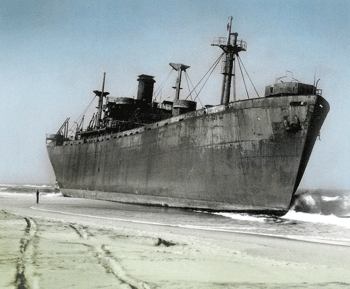 The Antonin Dvorak stranded on the beach March 28, 1959