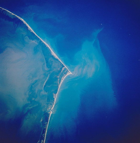 NASA Photo of Cape Hatteras clearly showing the Diamond Shoals