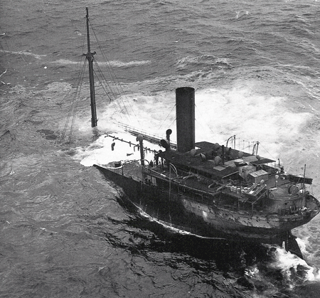 Tanker F. W. Abrams sinking, photo from National Archives