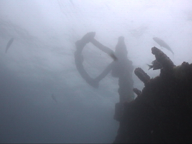 Steering Quadrant of the SS Hesperides rises to within 6 feet of the surface.  DiveHatteras Photo