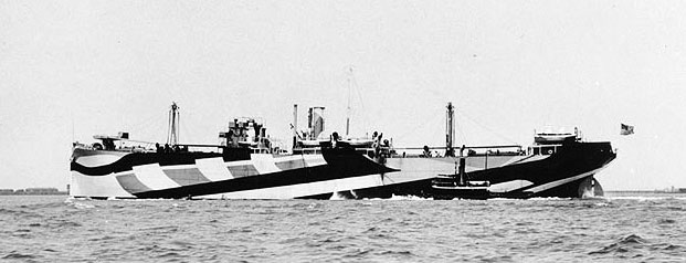 USS Liberator in Dazzle paint scheme.  Photo from US Naval Historical Center